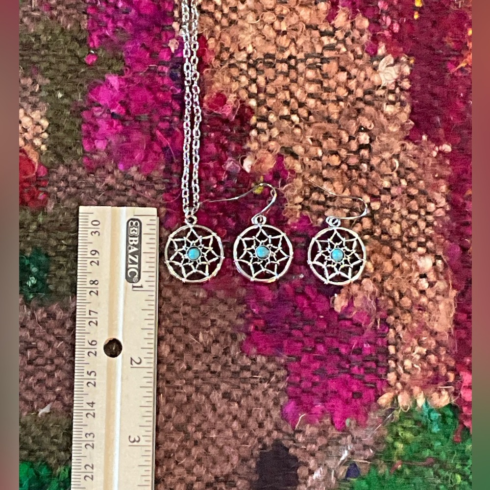Silver dreamcatcher necklace and earring set - Picture 7 of 7